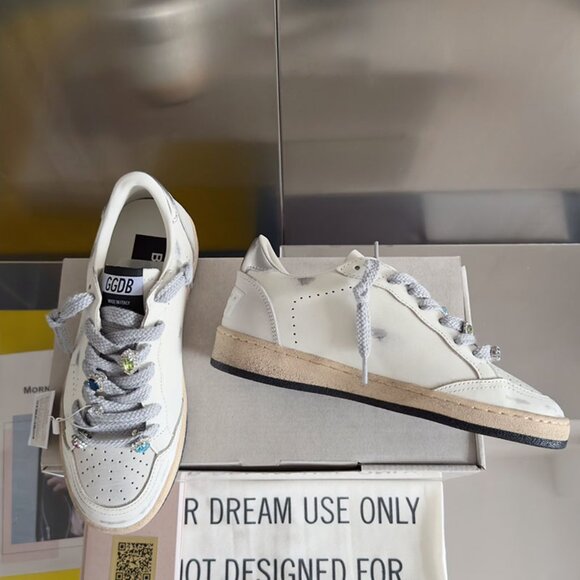 Golden Goose Men's White Sparkling Rhinestone Dirty Shoes - Picture 3 of 7